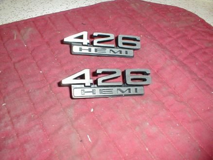 NORS Mopar Fender Ornaments 426 Hemi 1966-7 Dodge Plymouth B Body Models