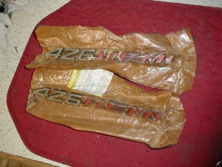 NOS Mopar Hood Nameplates 1970 & 1971 Dodge 426 Hemi E & B Body