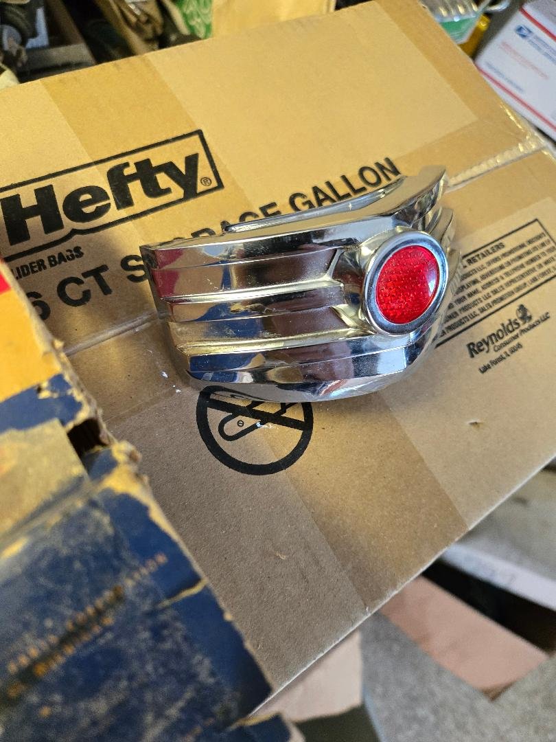 NOS Mopar Left Tail Light Extension Bezel & Reflector 1951 1952 Dodge Models - Image 2